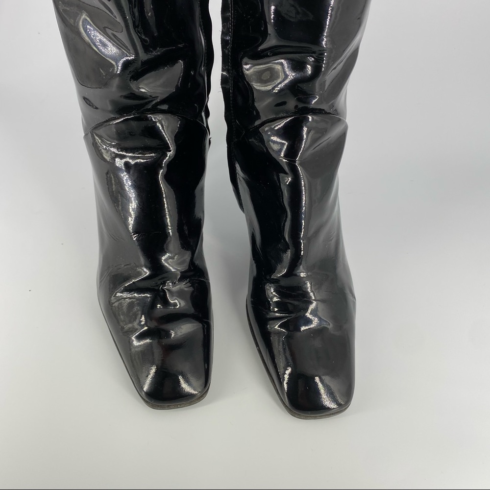 Giuseppe Zanoti Black Tall Patent Leather Boots with Metallic Heel Size 37 - Picture 3 of 11